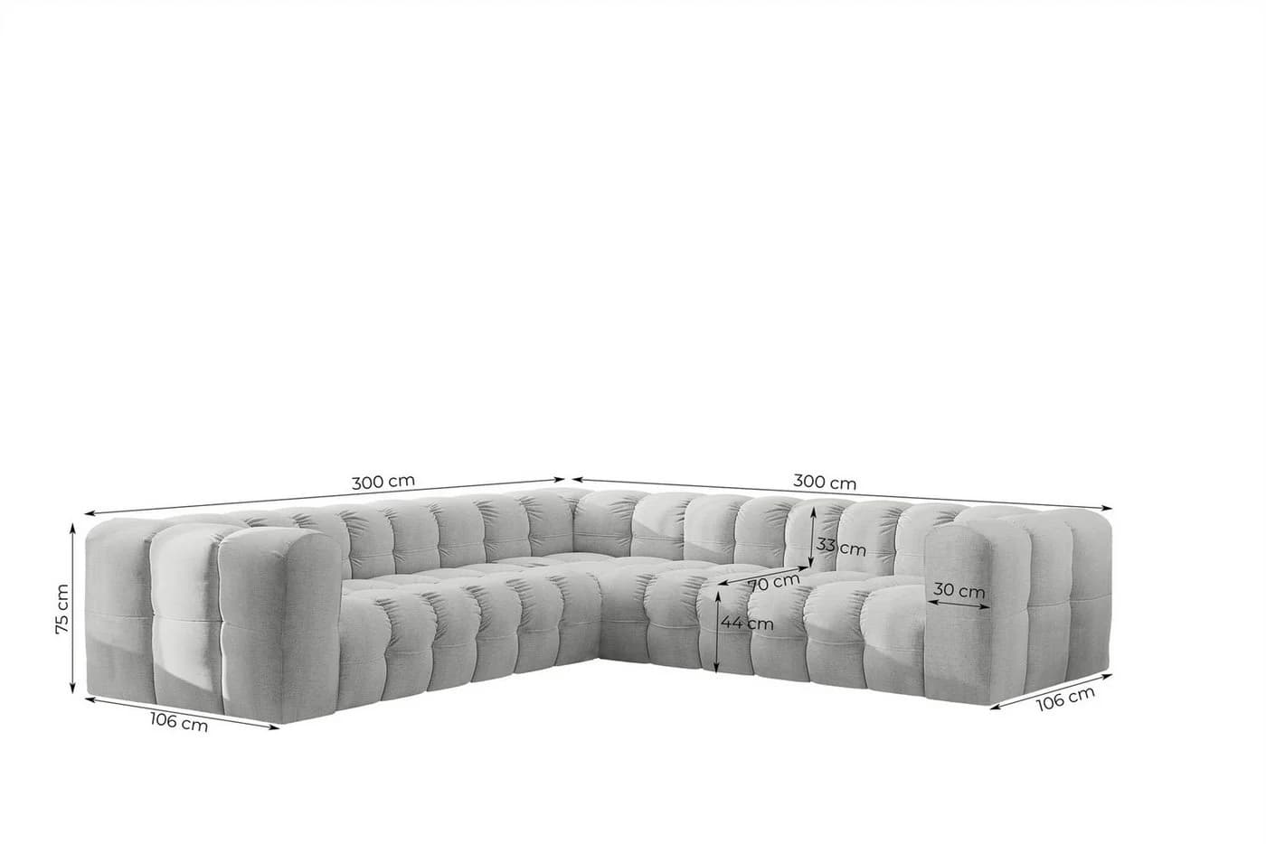 Fun Möbel Ecksofa SOLVIE Universal 300cm Stoff Moly oder Tiffani - Bild 3