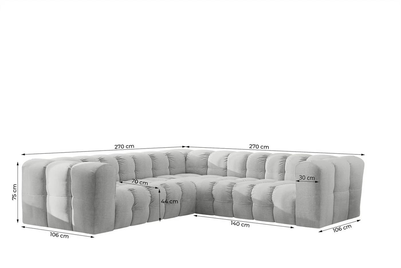 Fun Möbel Ecksofa Designersofa SOLVIE XS Universal 270cm Stoff Moly oder Tiffani - Bild 3