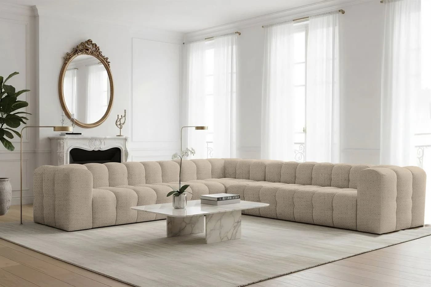 Fun Möbel Ecksofa Designersofa SOLVIE XL Universal 330cm Stoff Moly oder Tiffani - Bild 2