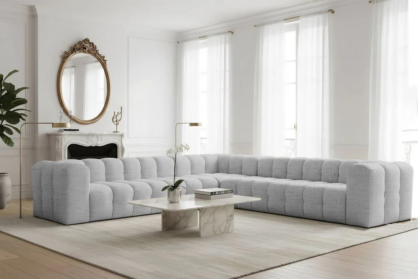 Fun Möbel Ecksofa Designersofa SOLVIE XL Universal 330cm Stoff Moly oder Tiffani - Bild 2