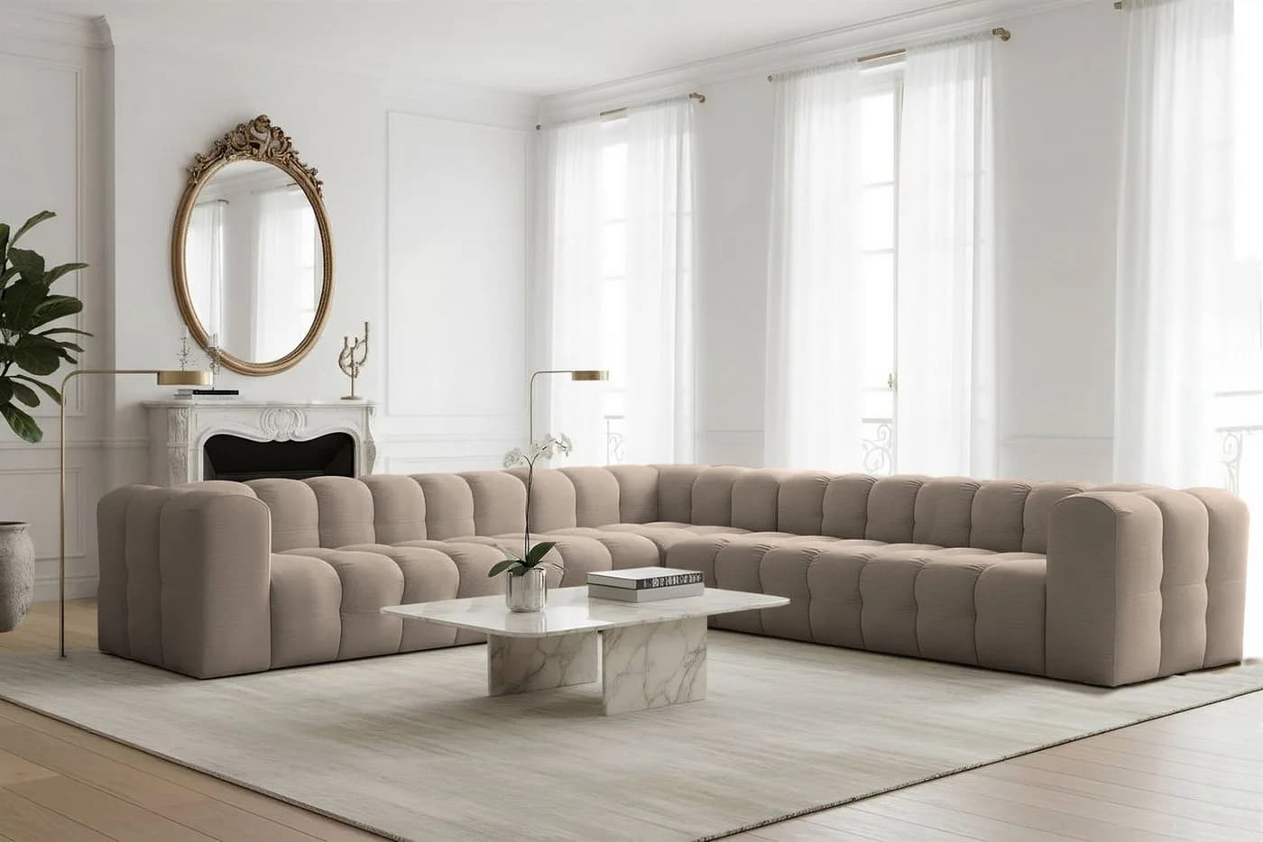 Fun Möbel Ecksofa Designersofa SOLVIE XL Universal 330cm Stoff Moly oder Tiffani - Bild 2