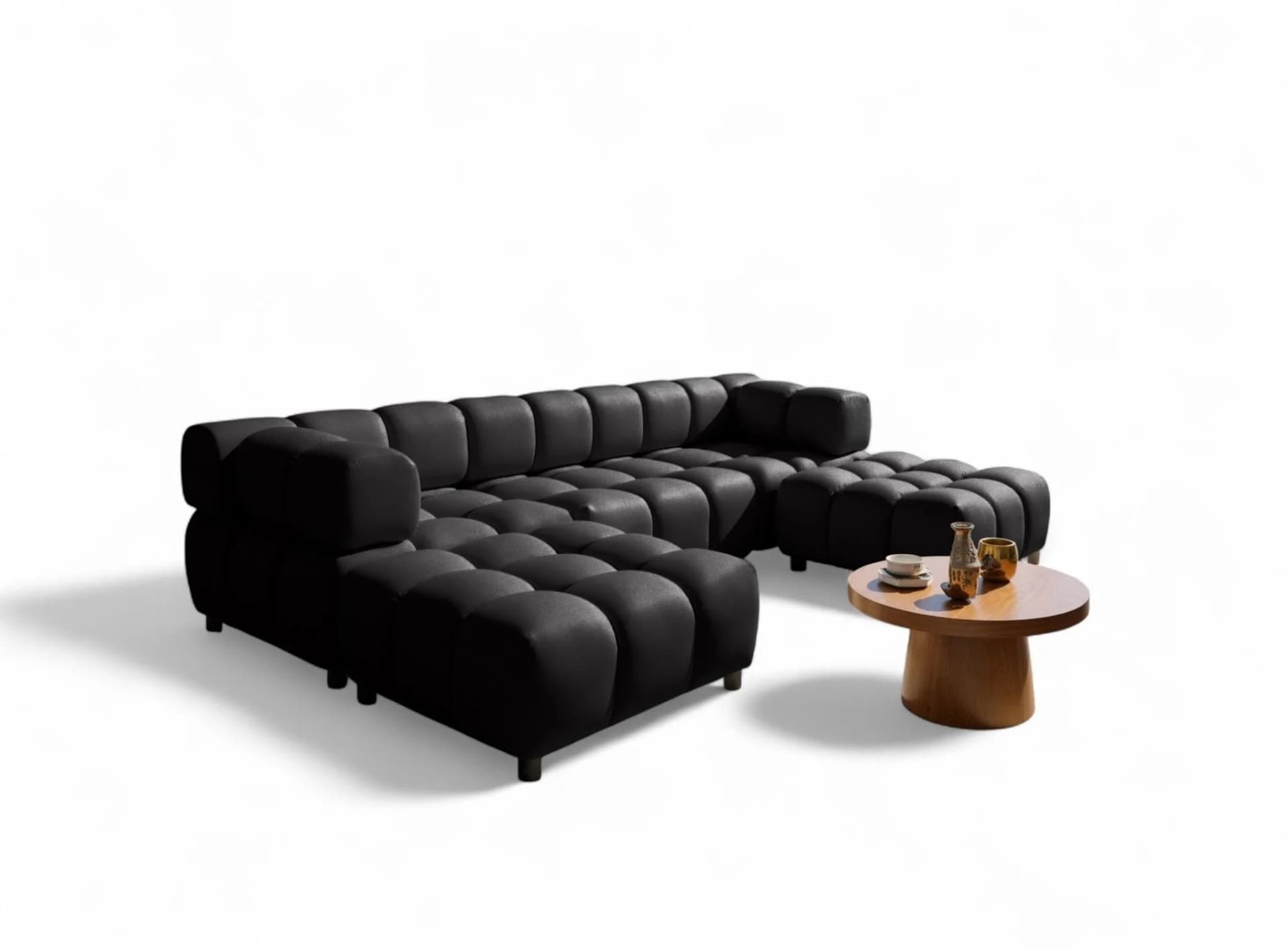 Fun Möbel Sofa 3-Sitzer und 2-polster Hocker Flow Schwarz