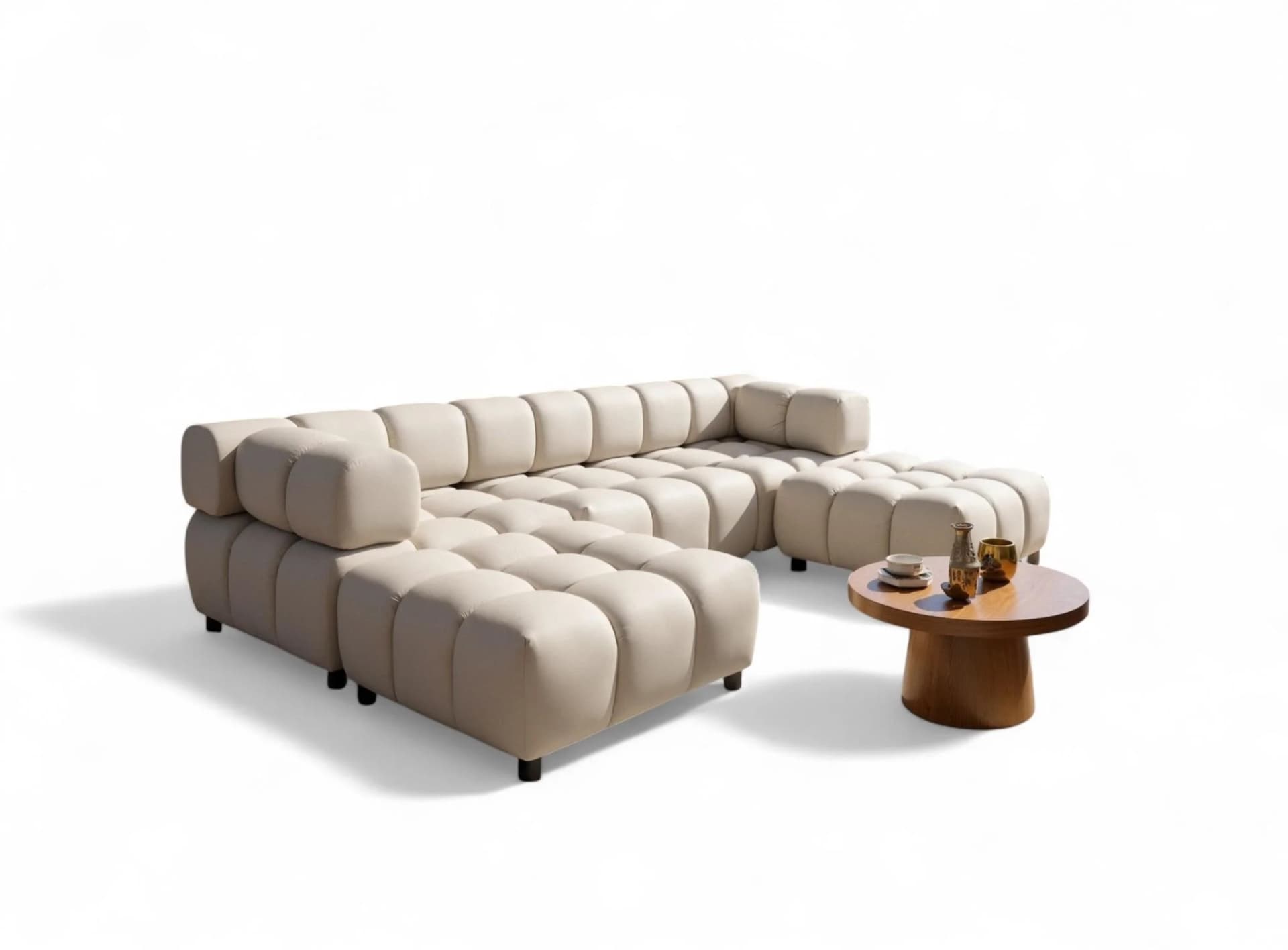 Fun Möbel Sofa 3-Sitzer und 2-polsterhocker Flow Weiß