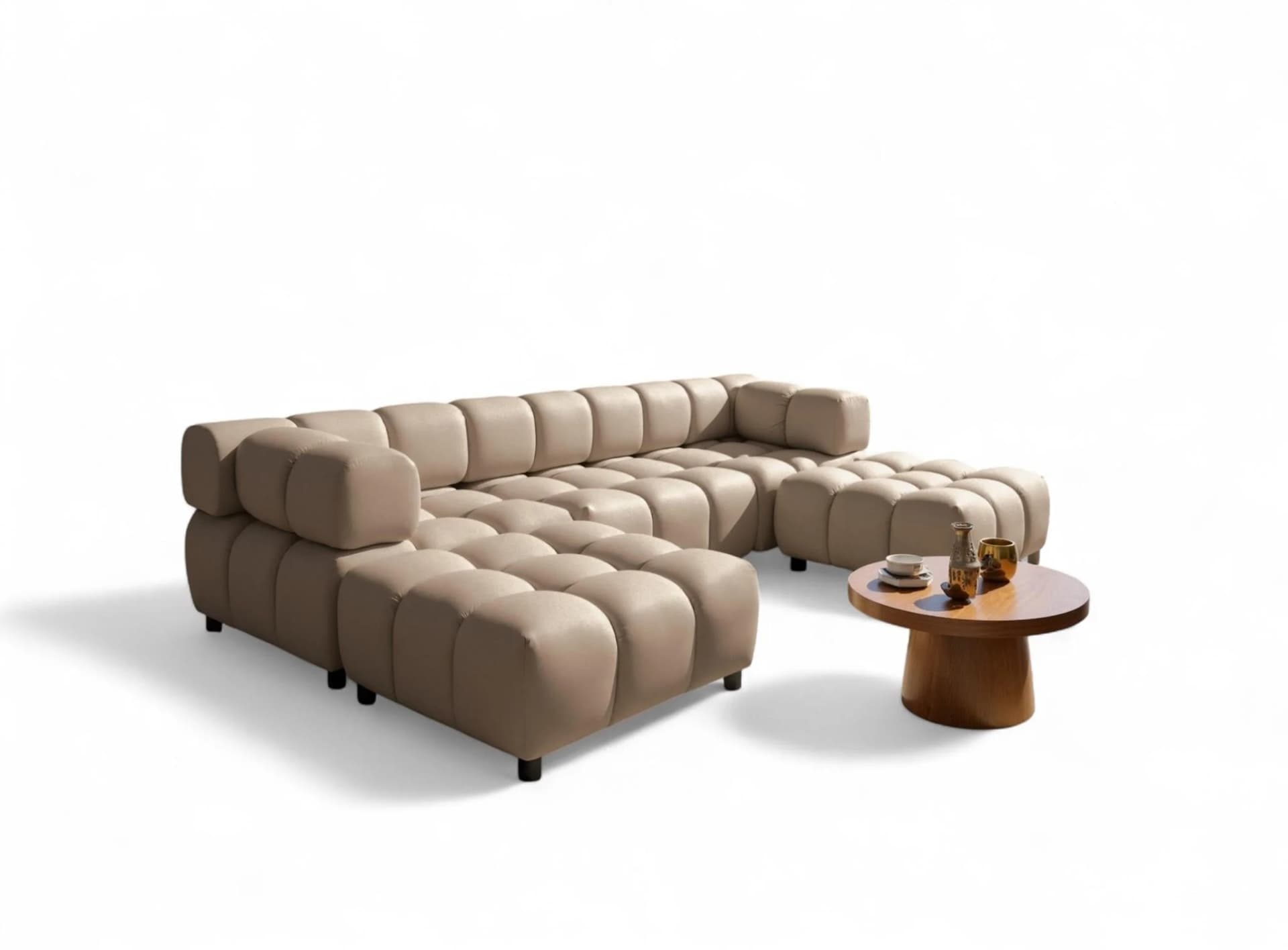 Fun Möbel Sofa 3-Sitzer und 2-polster Hocker Flow Dunkelblau