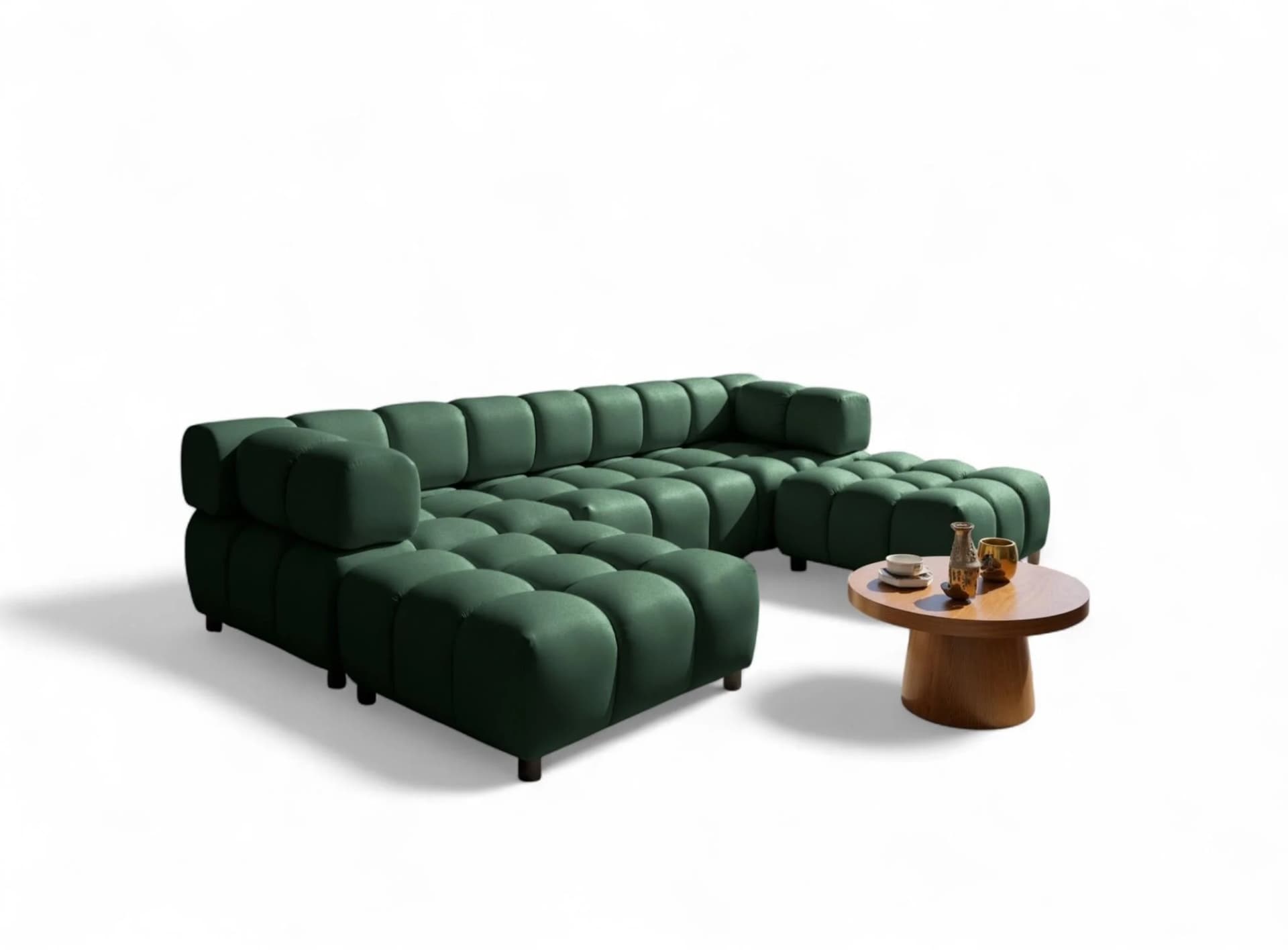Fun Möbel Sofa 3-Sitzer und 2-polster Hocker Flow Grün
