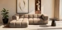 Fun Möbel Ecksofa BLANCHE Designersofa mit Ottomane in Stoff Bluvel oder Puente Bild 2