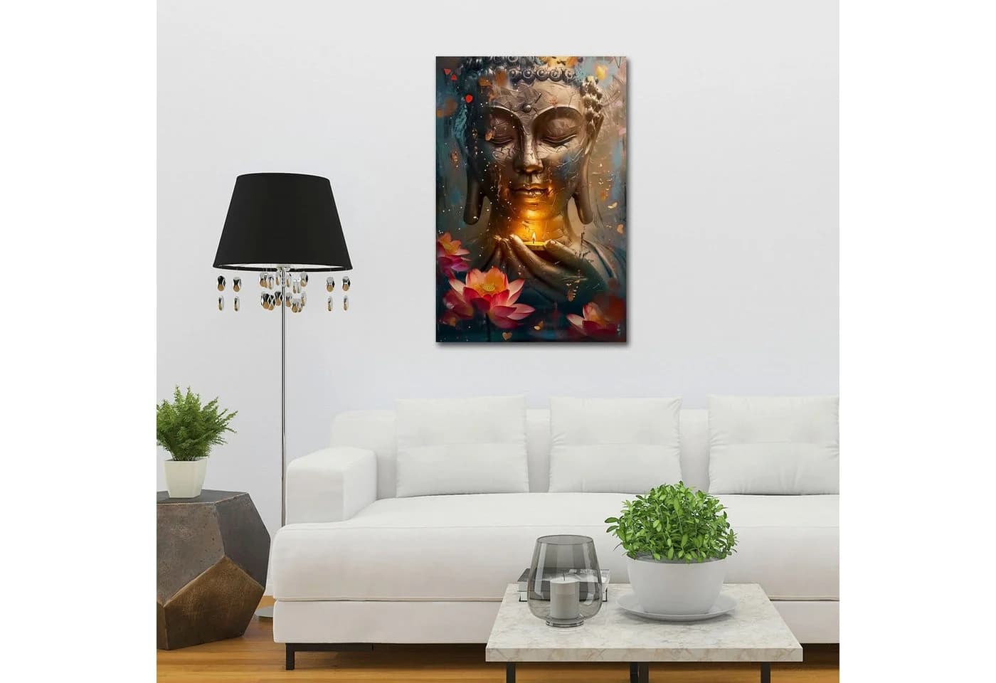 Artedinoi Leinwandbild Goldener Buddha Zen Achtsamkeit