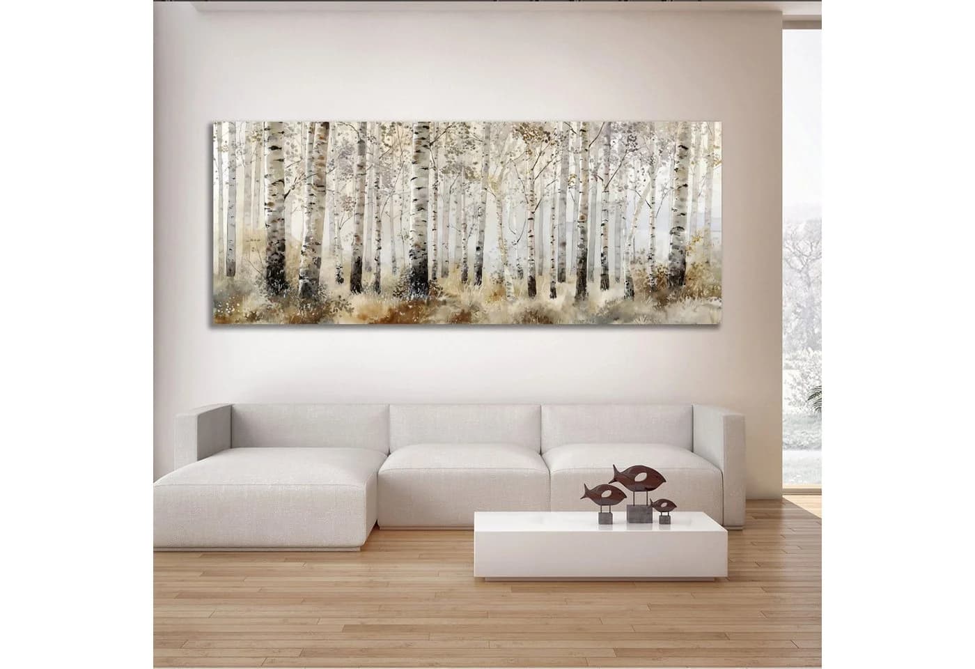 Artedinoi Leinwandbild Birkenwald Panorama Naturmotiv