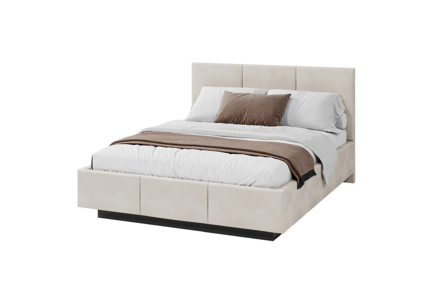 FDM Polsterbett ALMADA Modern mit Bettkasten Beige