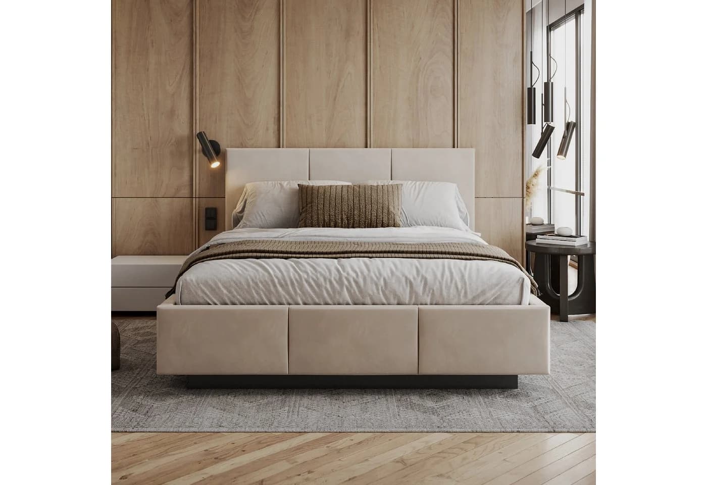 FDM Polsterbett ALMADA Modern mit Bettkasten Beige - Bild 2