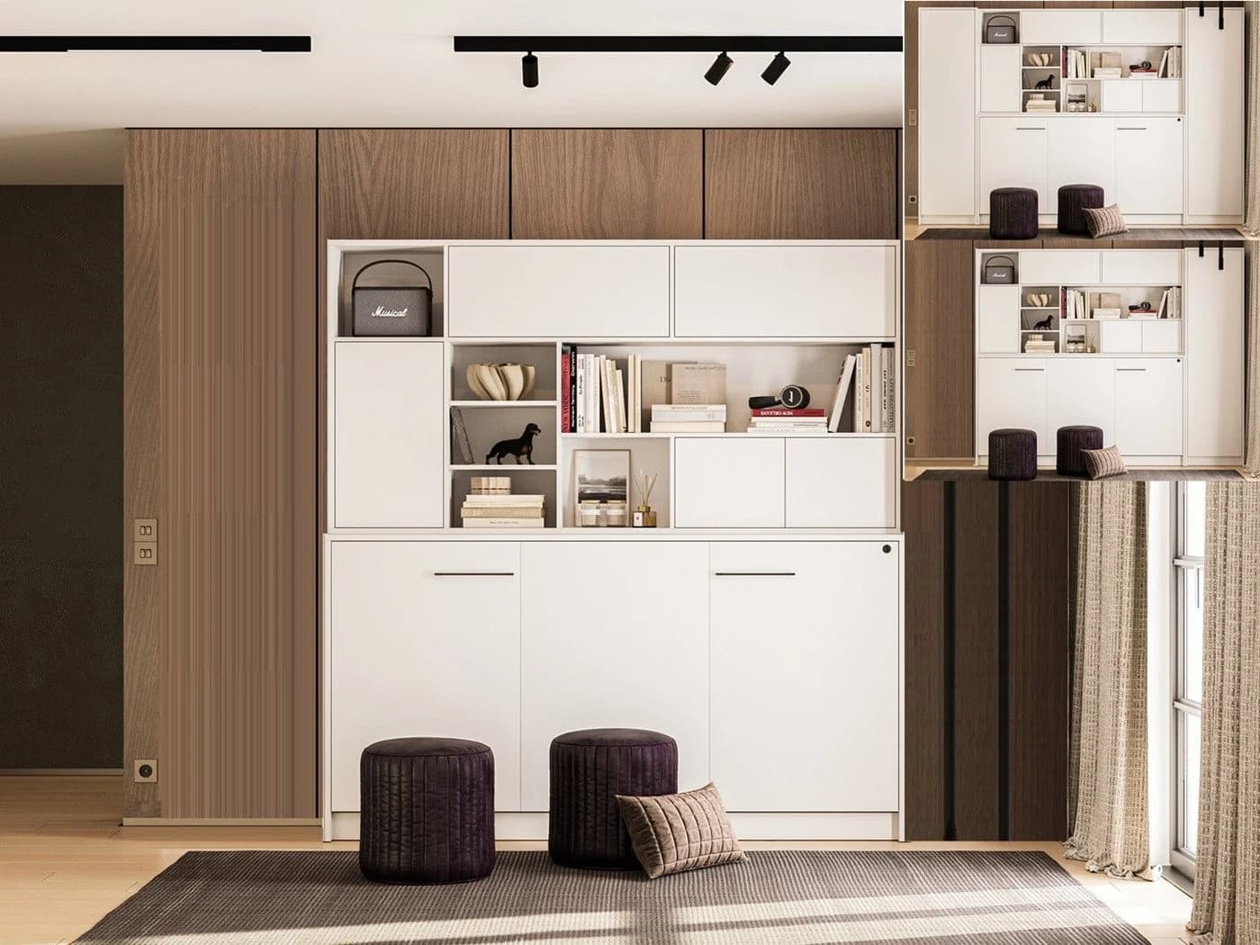 QMM TraumMöbel Schrankbett SBH 90x200 mit Aufsatz und Schränken weiß - Bild 2