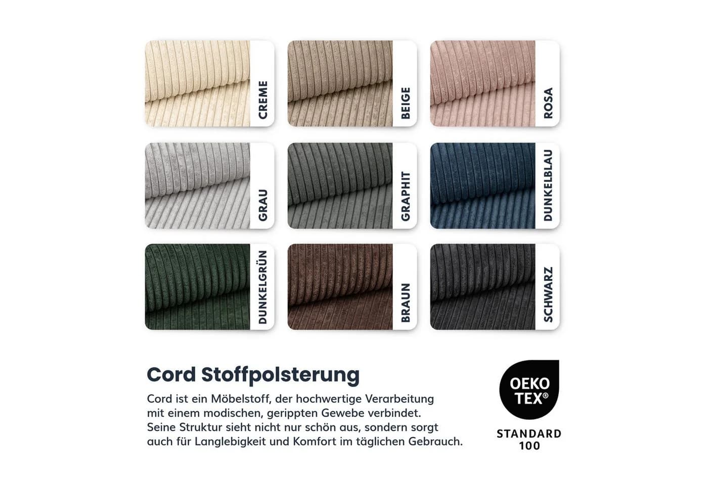 FDM Polsterbett ALMADA mit Bettkasten und Cord-Bezug - Bild 4