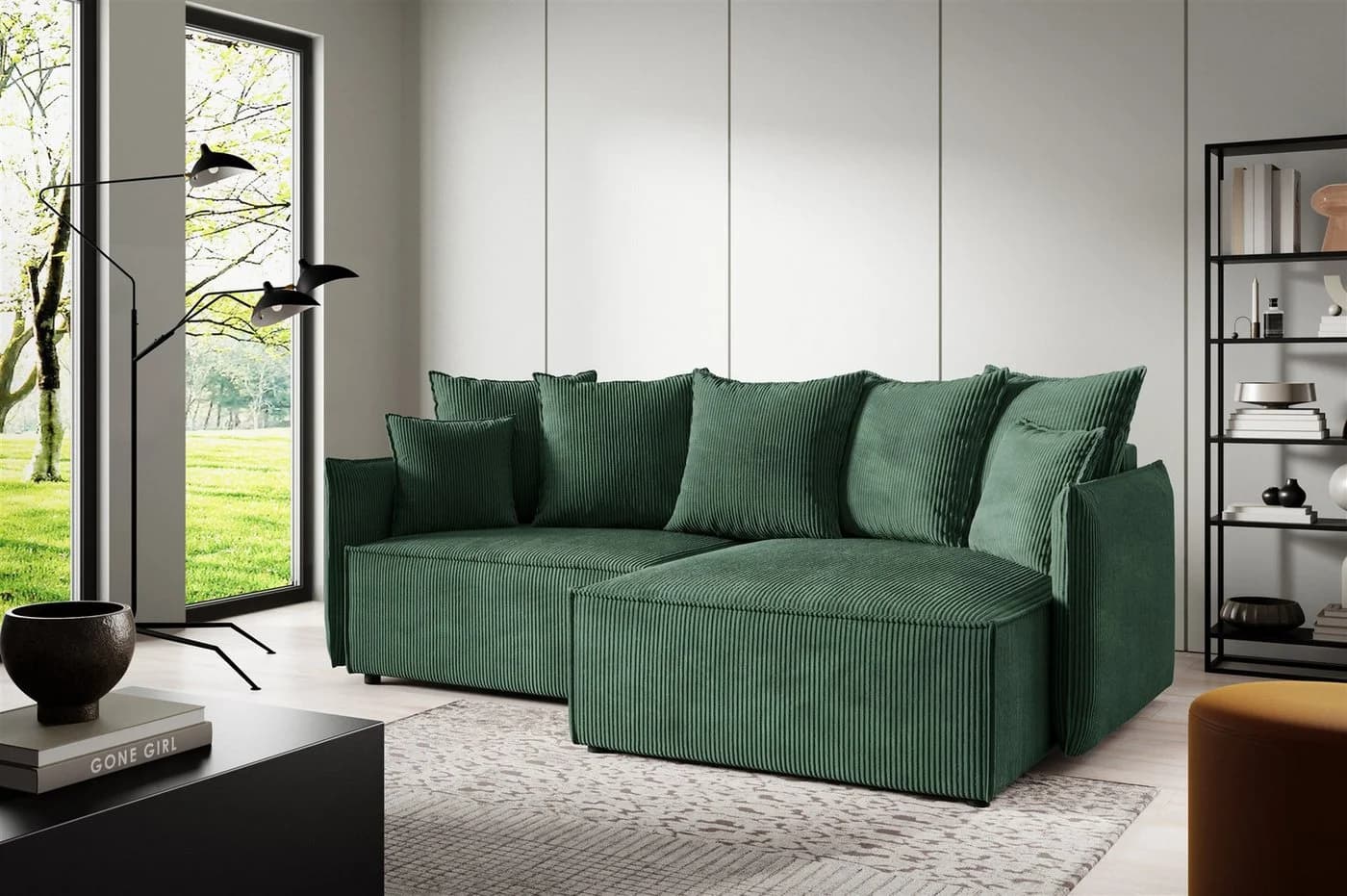 Fun Möbel Ecksofa Schlafsofa MINEA mit Ottomane Grün - Bild 2