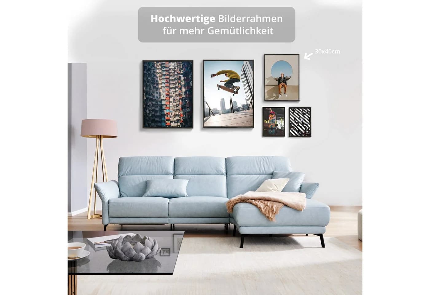 KHG Bilderrahmen 30x40 cm Schwarz mit stabiler Glasfront - Bild 3