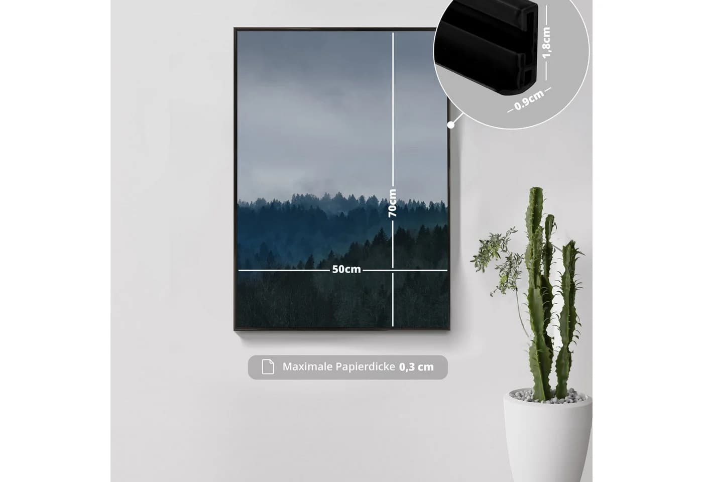 Bilderrahmen Kyoto Schwarz Kunststoff Glas