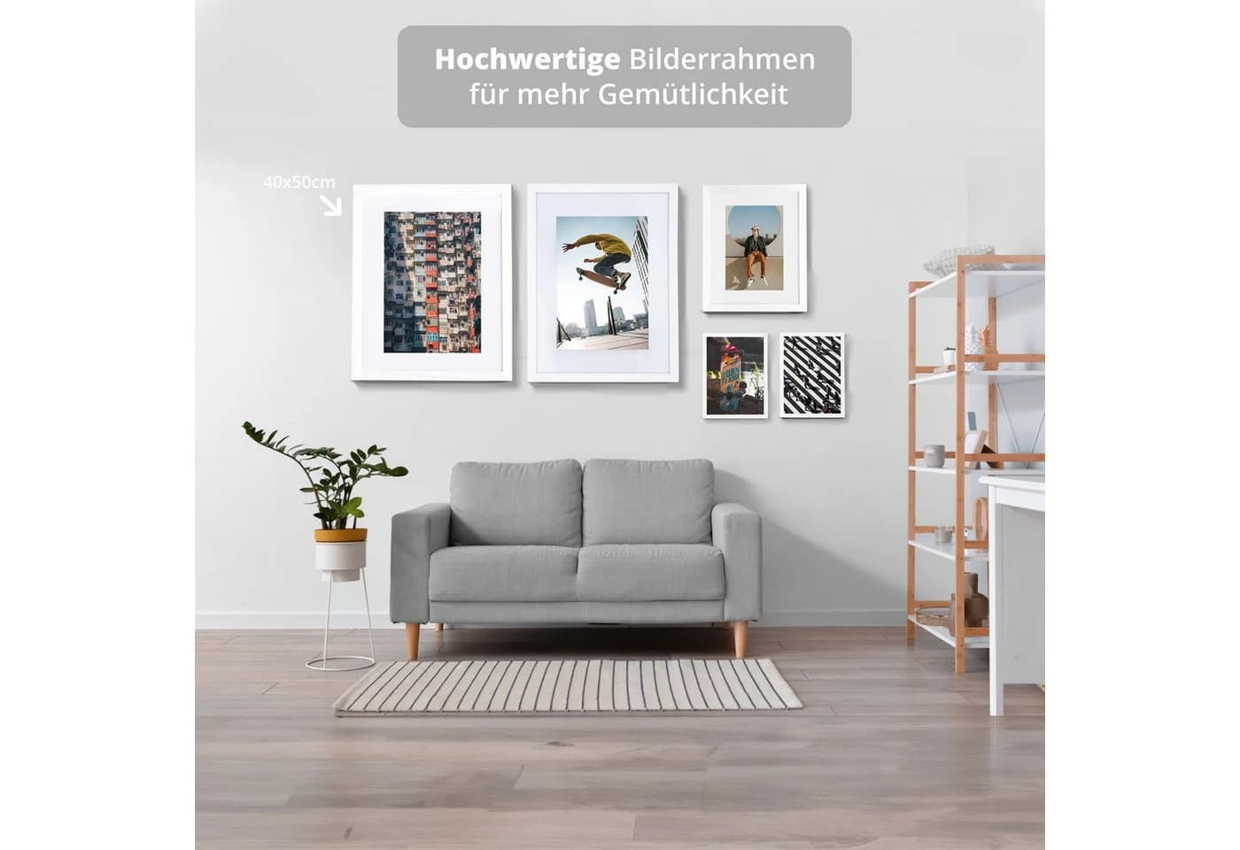 KHG Bilderrahmen Weiß mit Glasfront und Passepartout - Bild 3