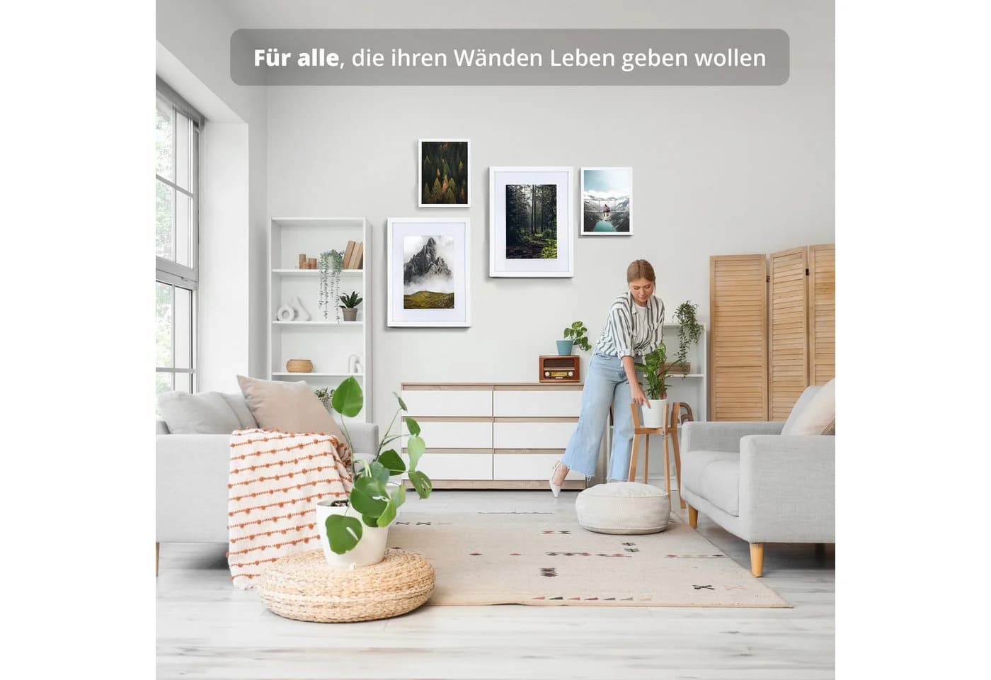 KHG Bilderrahmen Weiß mit Glasfront und Passepartout - Bild 4