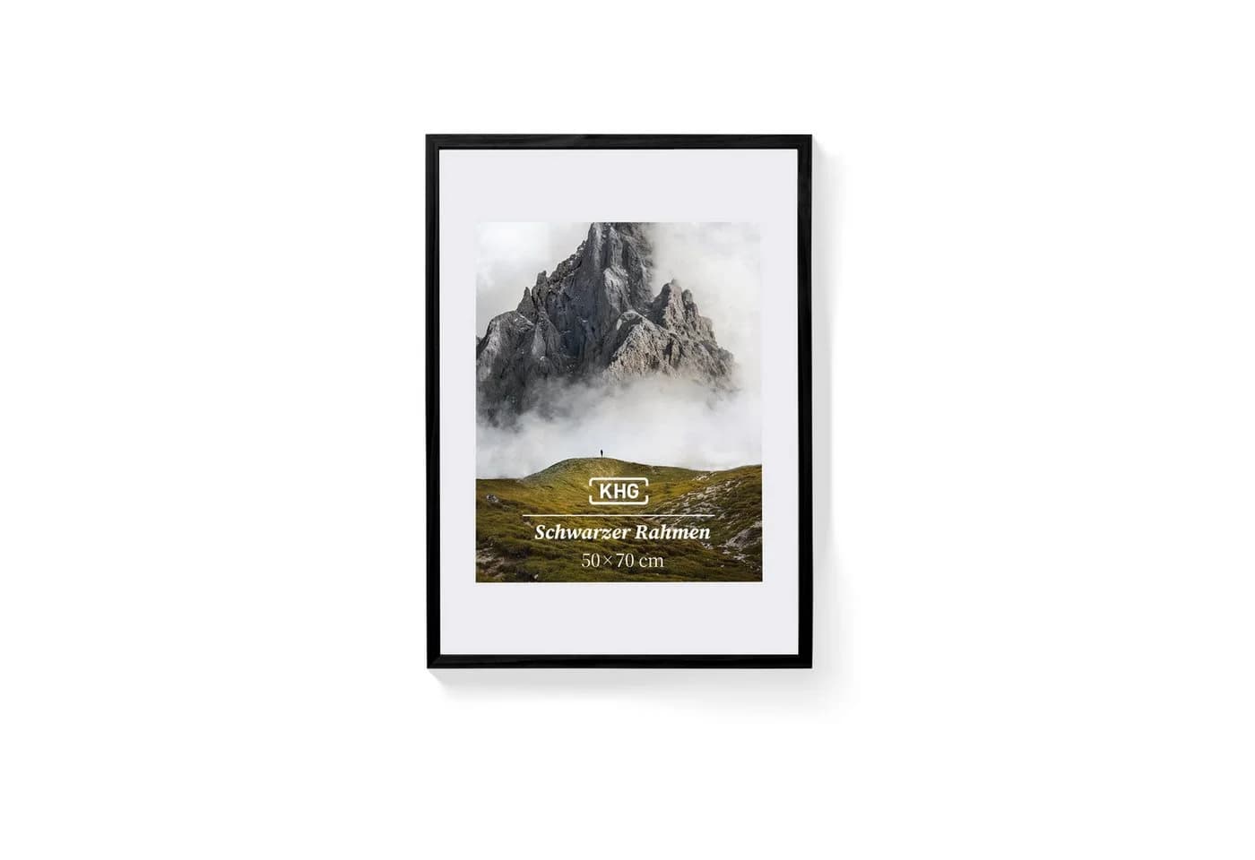 KHG Bilderrahmen Schwarz 50x70 cm mit Glasfront und Passepartout - Bild 2