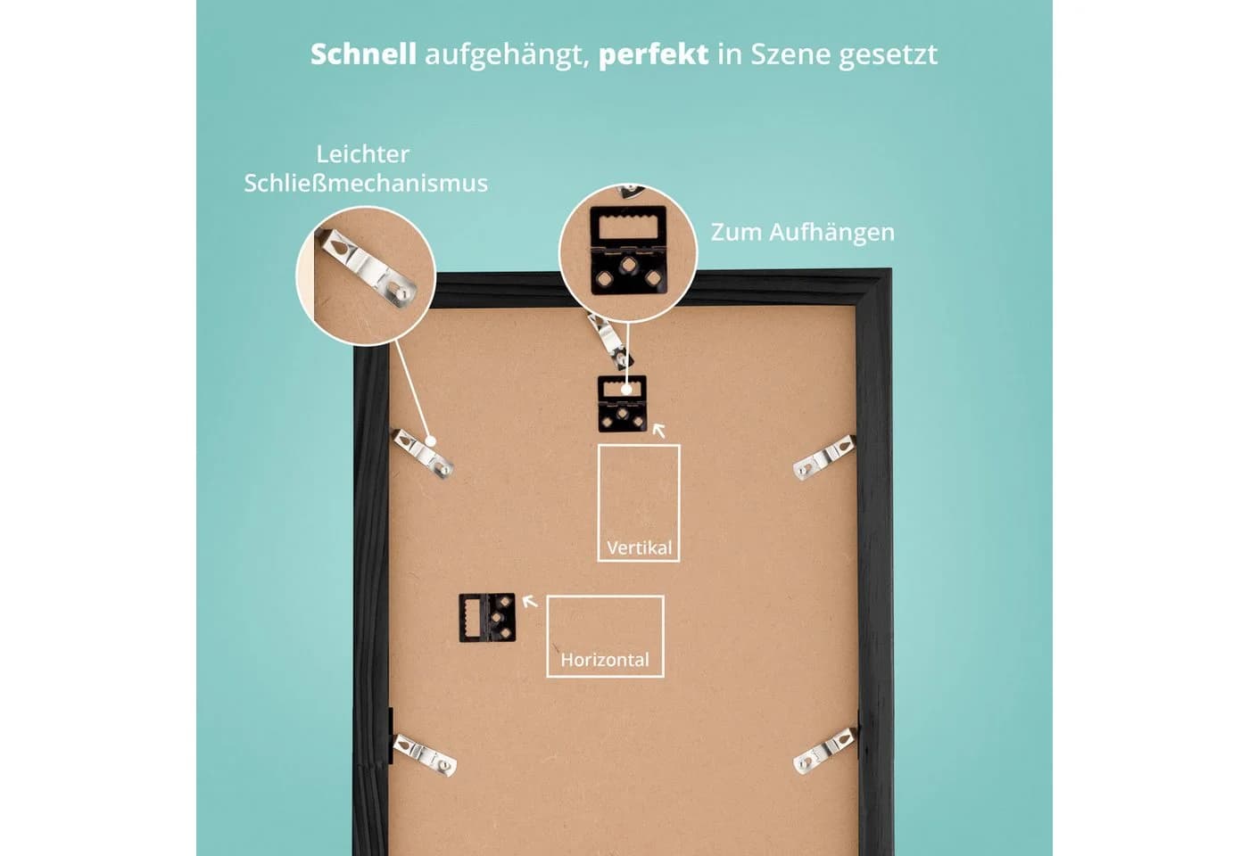 KHG Bilderrahmen 60x80 cm Schwarz mit Glasfront und Passepartout - Bild 5