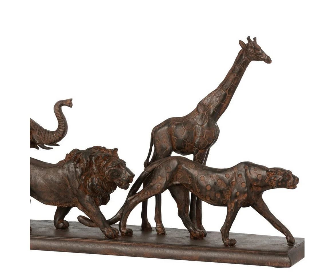 J-line Tierfigur 5 Tiere Afrika Elefant Giraffe Braun