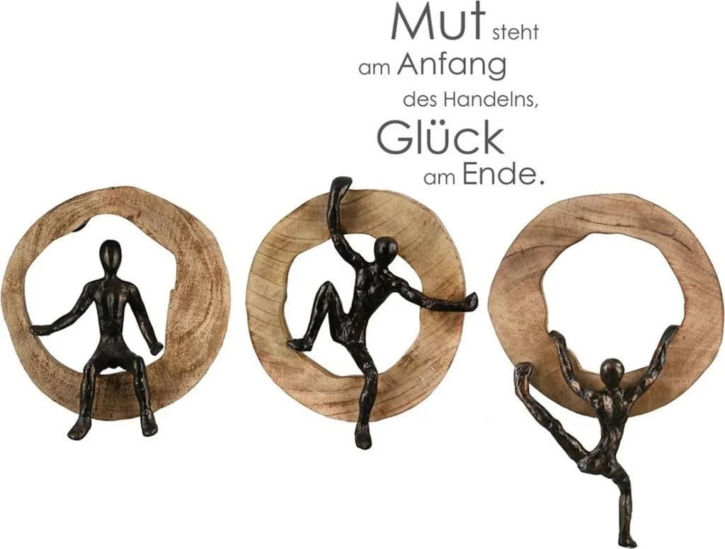 MF Dekoobjekt Ascendia Skulptur Dreiteilig Bronze & Mangoholz
