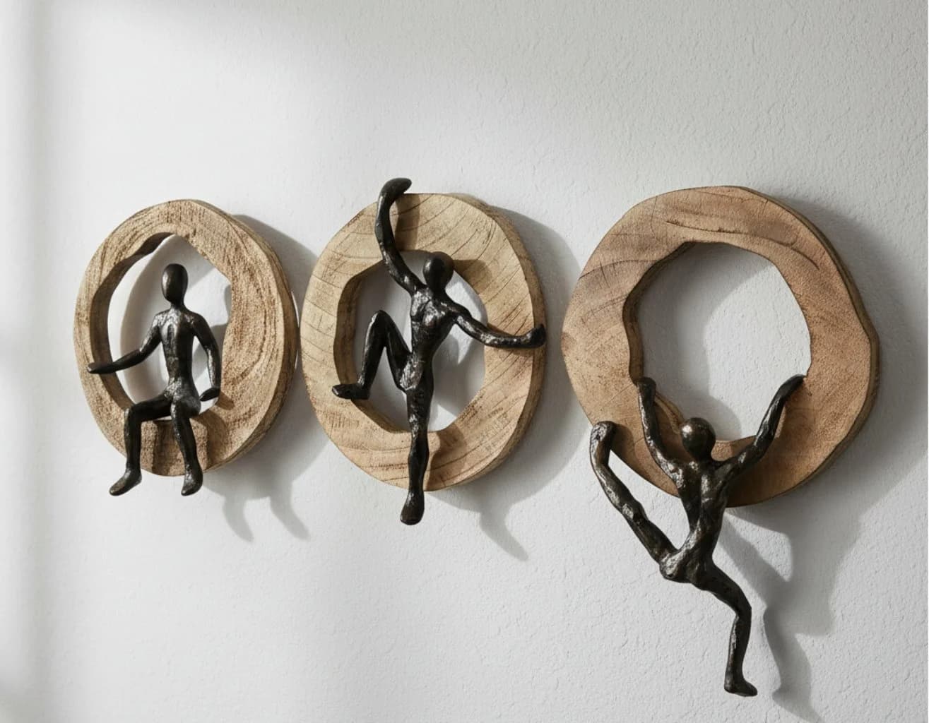MF Dekoobjekt Ascendia Skulptur Dreiteilig Bronze & Mangoholz - Bild 3