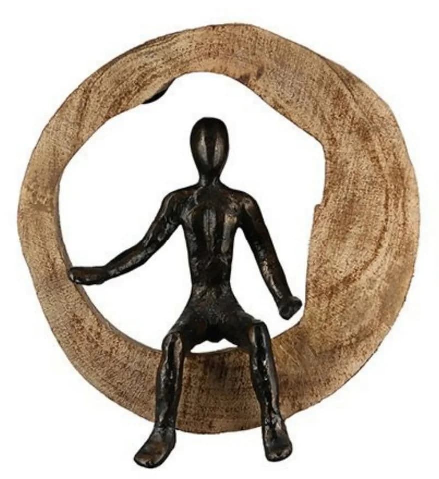 MF Dekoobjekt Ascendia Skulptur Dreiteilig Bronze & Mangoholz - Bild 5