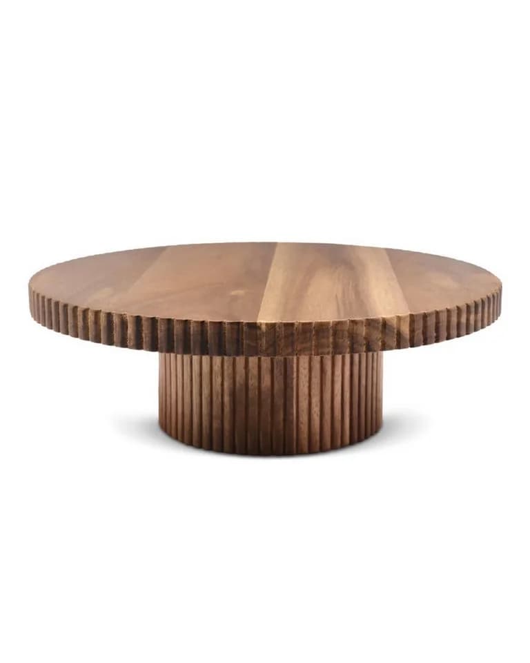 EKA Servierplatte Tortenplatte Stripe Akazienholz Braun
