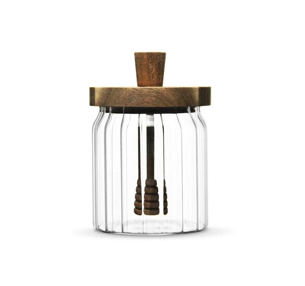 EKA Honigglas Stripe 2-tlg. mit Akazienholzdeckel