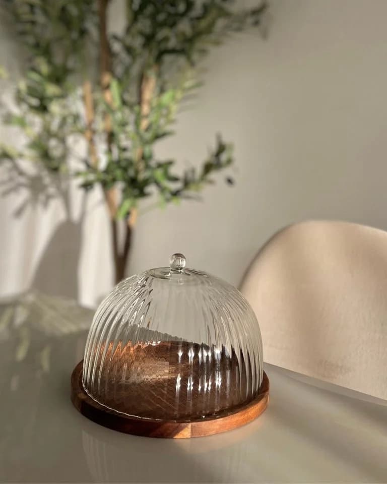 EKA Servierschüssel Akazien Servierglocke Stripe Glas 2-teilig