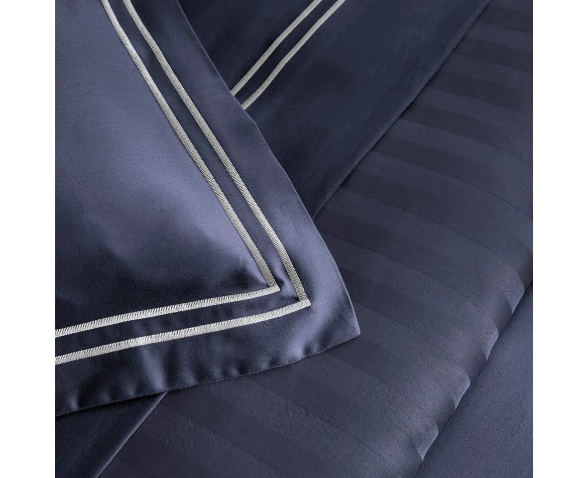 Pure cottom Satin-Bettwäsche Weiß/Dunkelblau Baumwollsatin - Bild 5