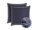 Pure cottom Kissenbezug 2er Set Baumwollsatin Weiß/Dunkelblau Bild 2