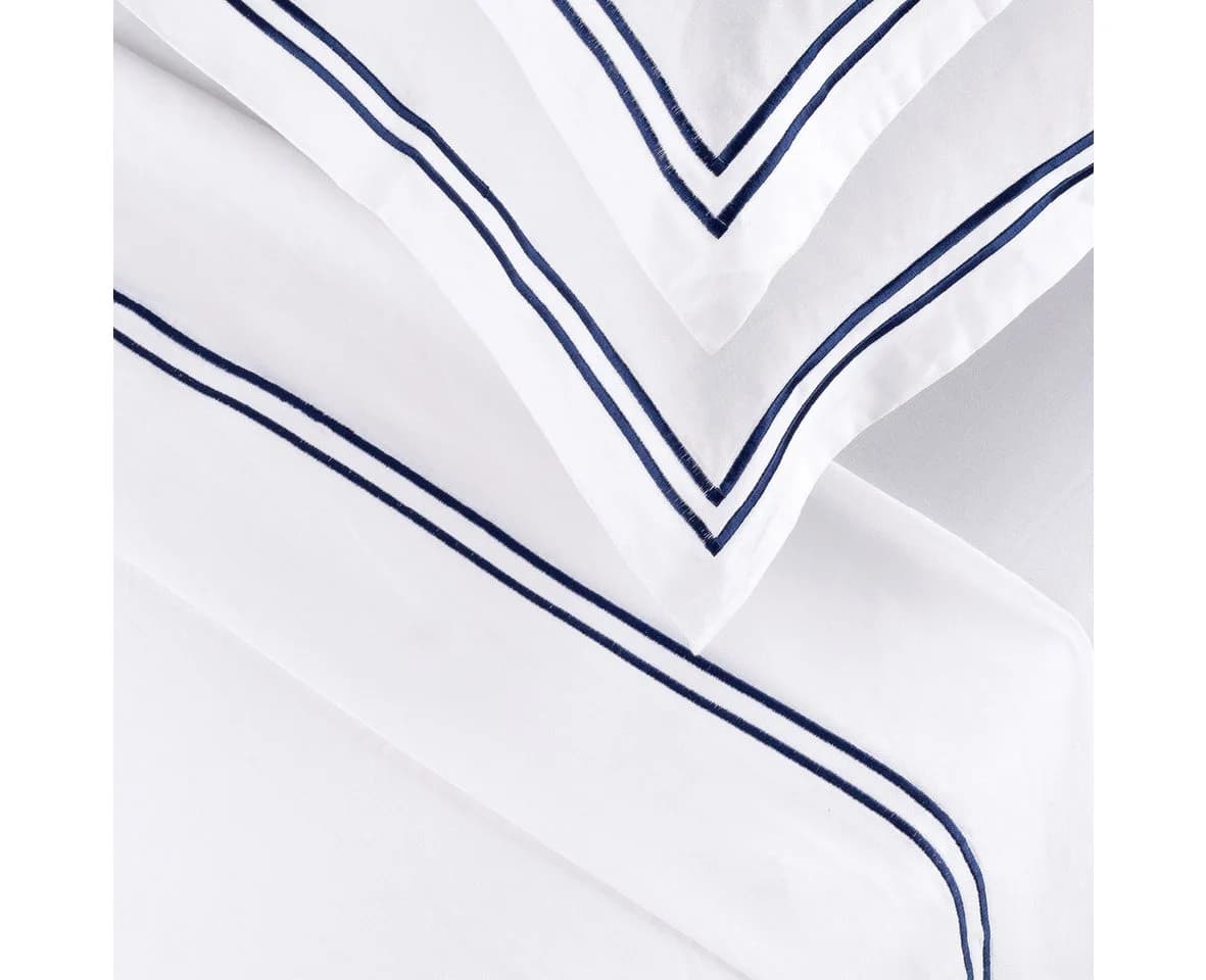 Pure cottom Bettwäsche Baumwoll-Satin Bettwäsche Dunkelblau/Weiß - Bild 5