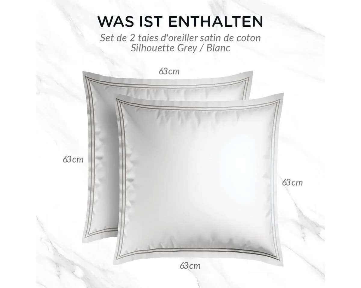 Pure cottom Kissenbezug 2er Set Baumwollsatin Weiß/Dunkelblau - Bild 5