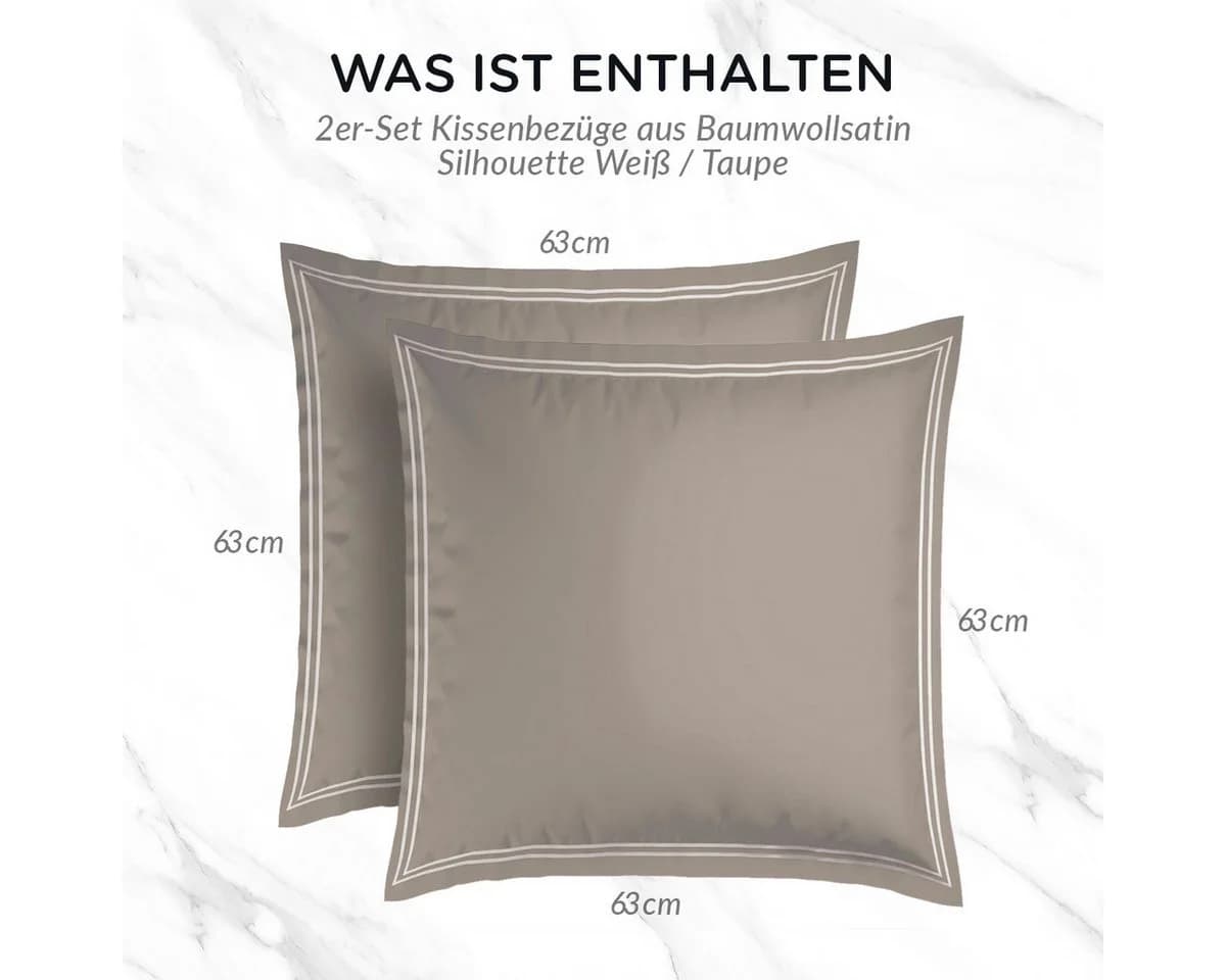 Pure Cotton Kissenbezug 2er Set Baumwollsatin in verschiedenen Farben, verschiedene Größen - Bild 5