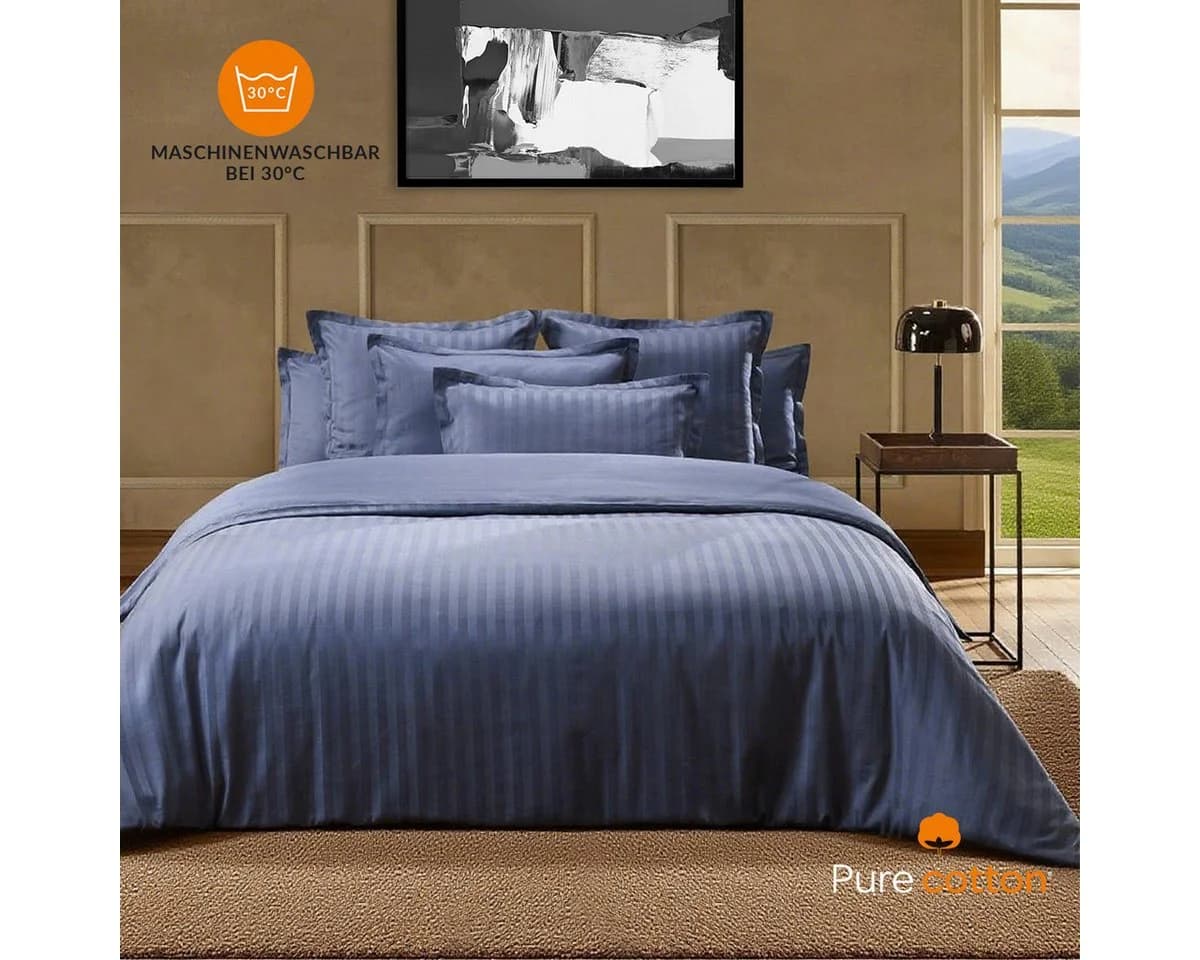 Pure cottom Satin-Bettwäsche blau, Baumwoll-Satin - Bild 2