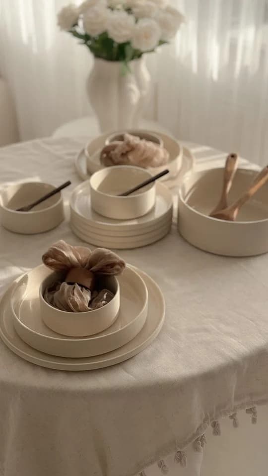 EKA Geschirr-Set Granit Beige 25-tlg. Steingut Teller-Set