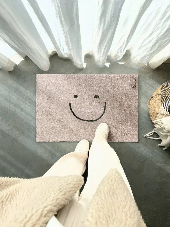 Mad about Mats Fußmatte Türvorleger Indoor Smiley rutschfest & waschbar beige