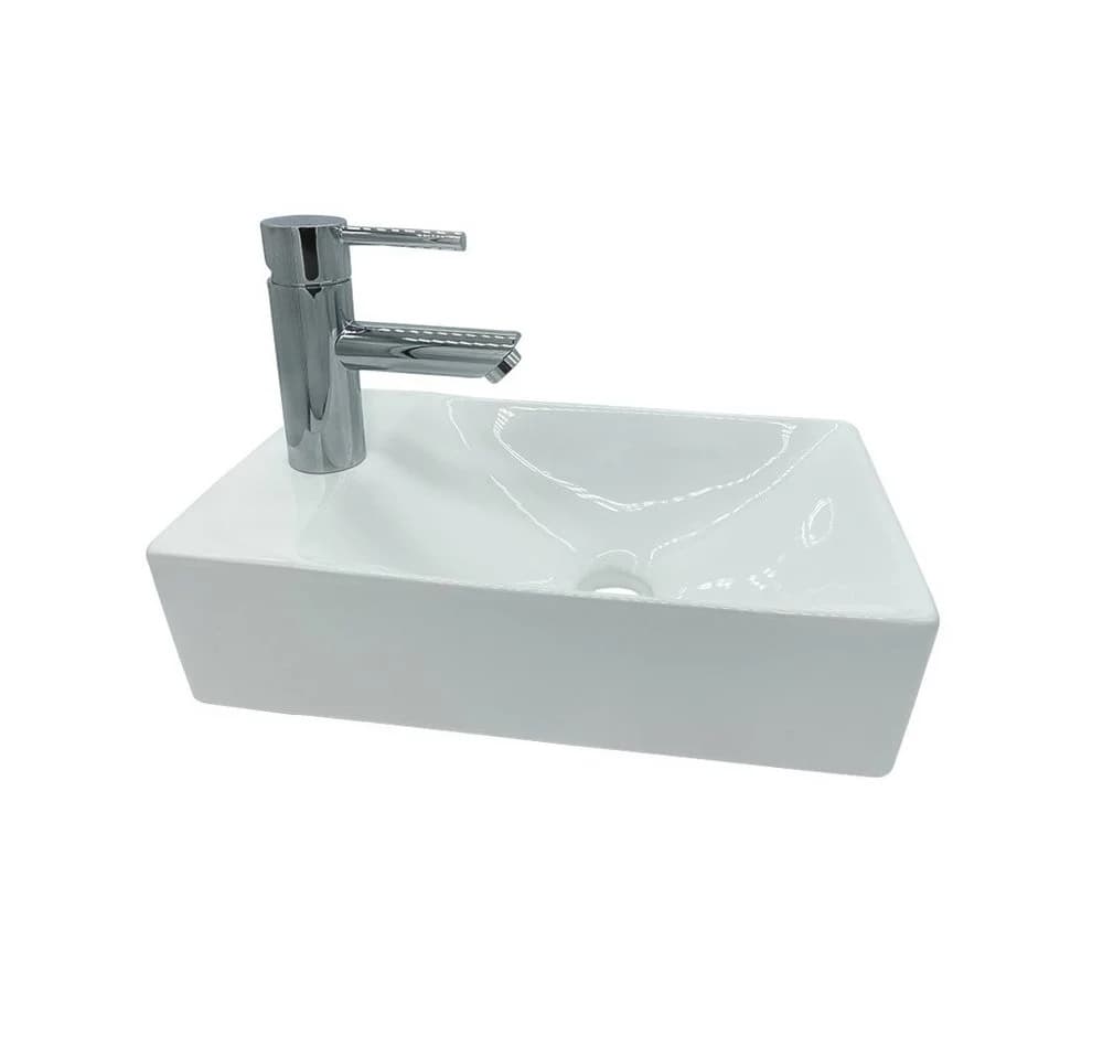 Aloni Handwaschbecken 421A-L Weiß Modernes Design - Bild 2