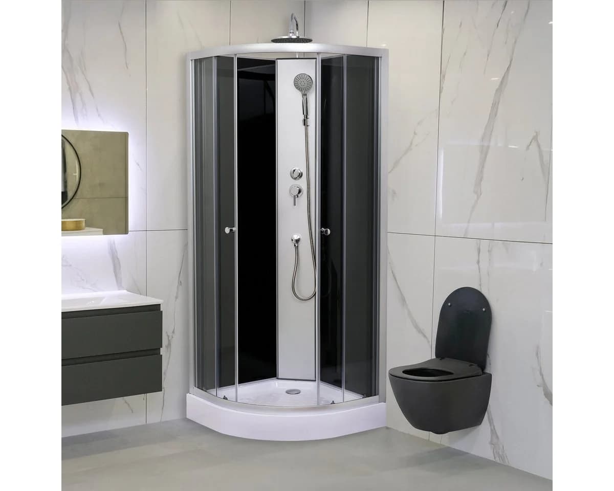 Belvit Eckdusche SK2401 Komplettdusche mit ESG-Glas und Schiebetür - Bild 2