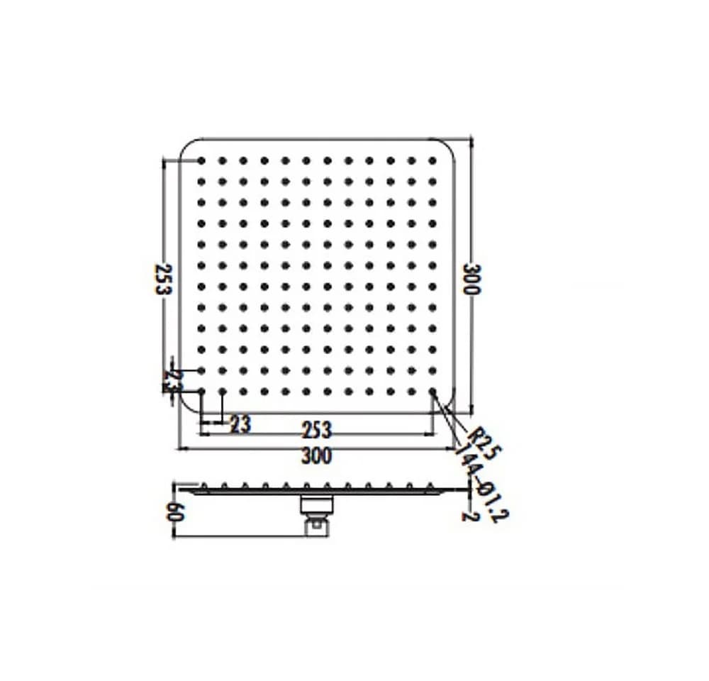 Aloni Regendusche Kopfbrause 30x30 cm Schwarz Matt Edelstahl