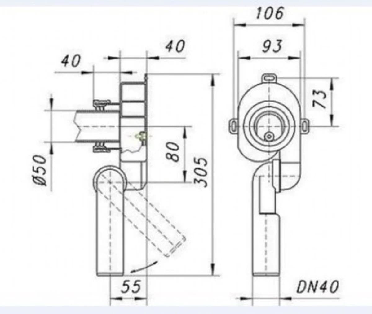 Aloni Universal Urinal Siphon Horizontal/Vertikal - Bild 3