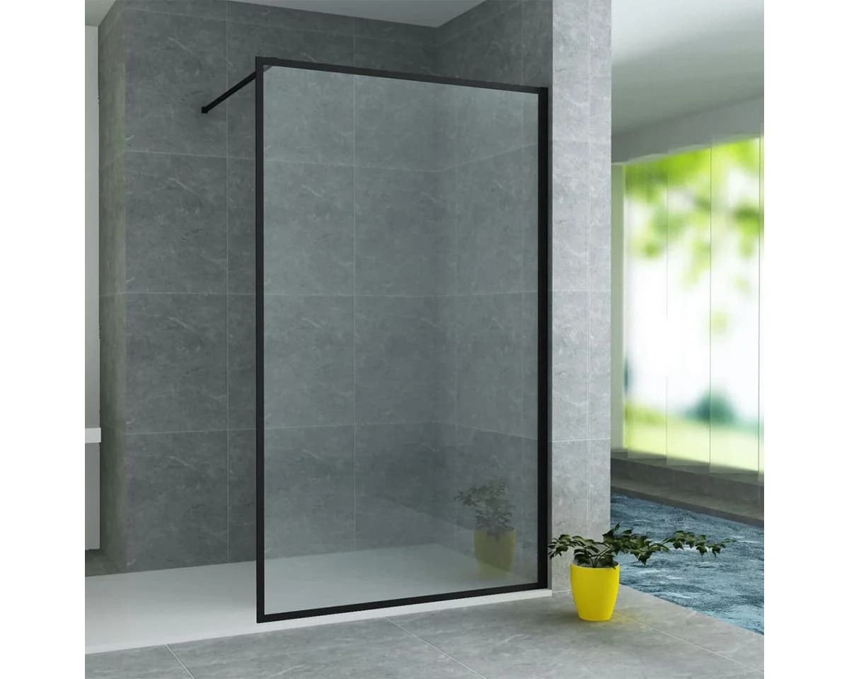 Aloni Walk-in-Dusche Duschwand 8mm ESG Glas schwarz matt - Bild 2