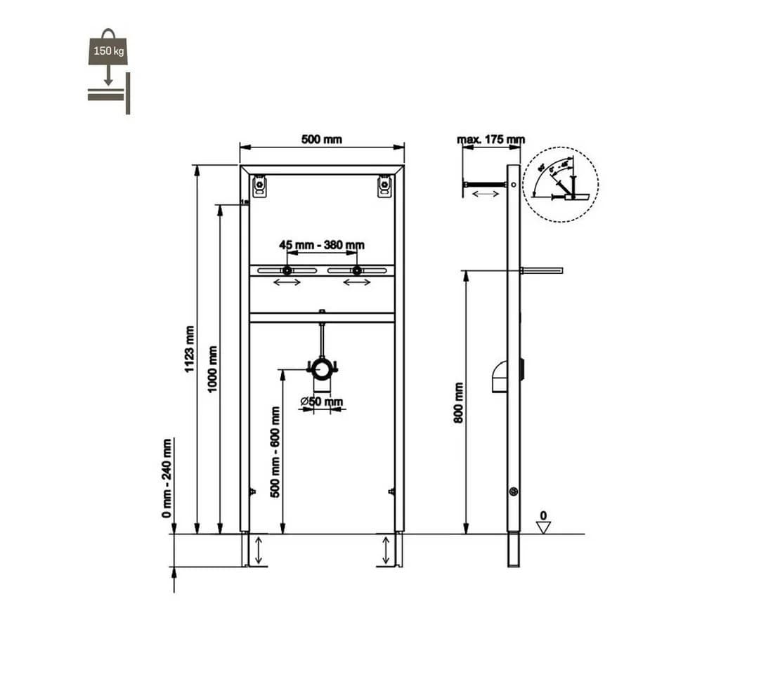 Belvit Vorwandelement WC BV-VR3001 Blau Stahl