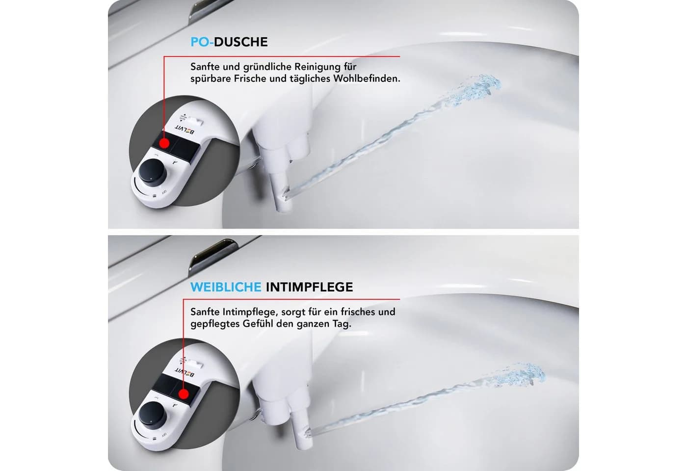 Belvit Bidet-Einsatz Schwarz - Selbstreinigende Düse ohne Strom - Bild 3