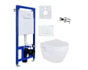 Belvit WC-Komplettset mit Taharet/Bidet Funktion, spülrandlos, Softclose, Vorwandelement, Absperrventil & Hygienedusche Bild 2