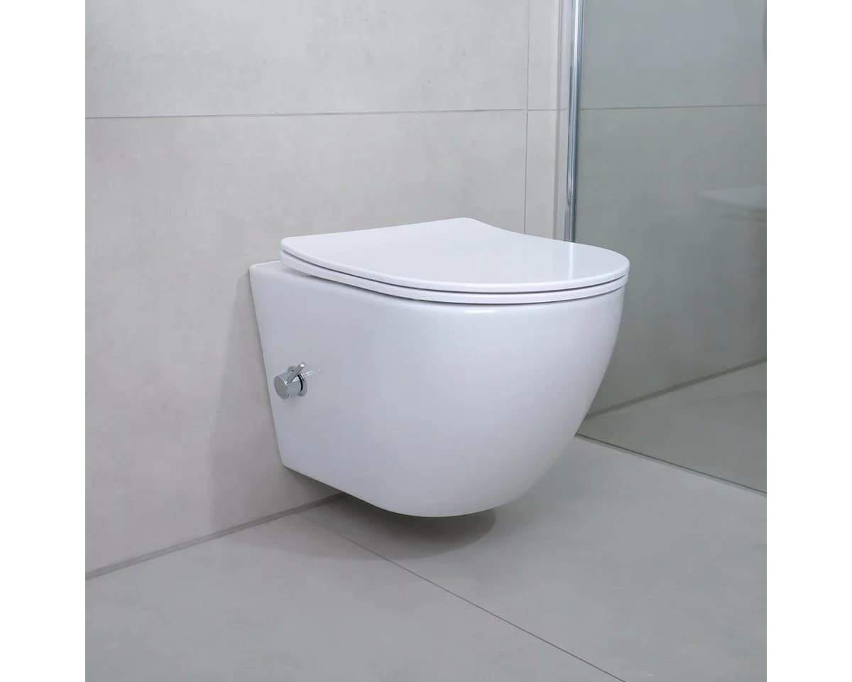 Aloni Tiefspül-WC mit Bidet-Funktion Weiß Spülrandlos Softclose