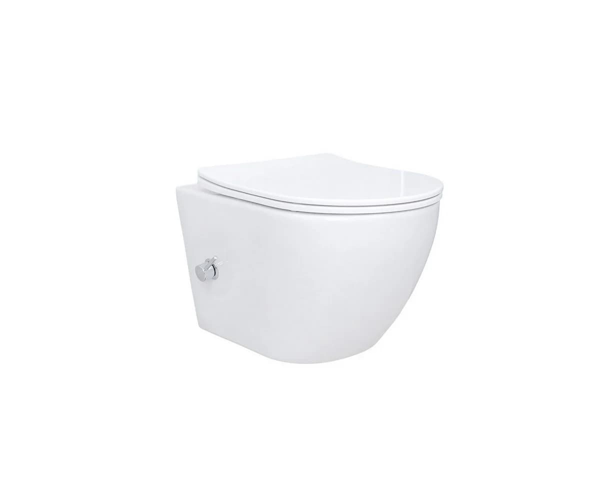 Aloni Tiefspül-WC mit Bidet-Funktion Weiß Spülrandlos Softclose - Bild 2