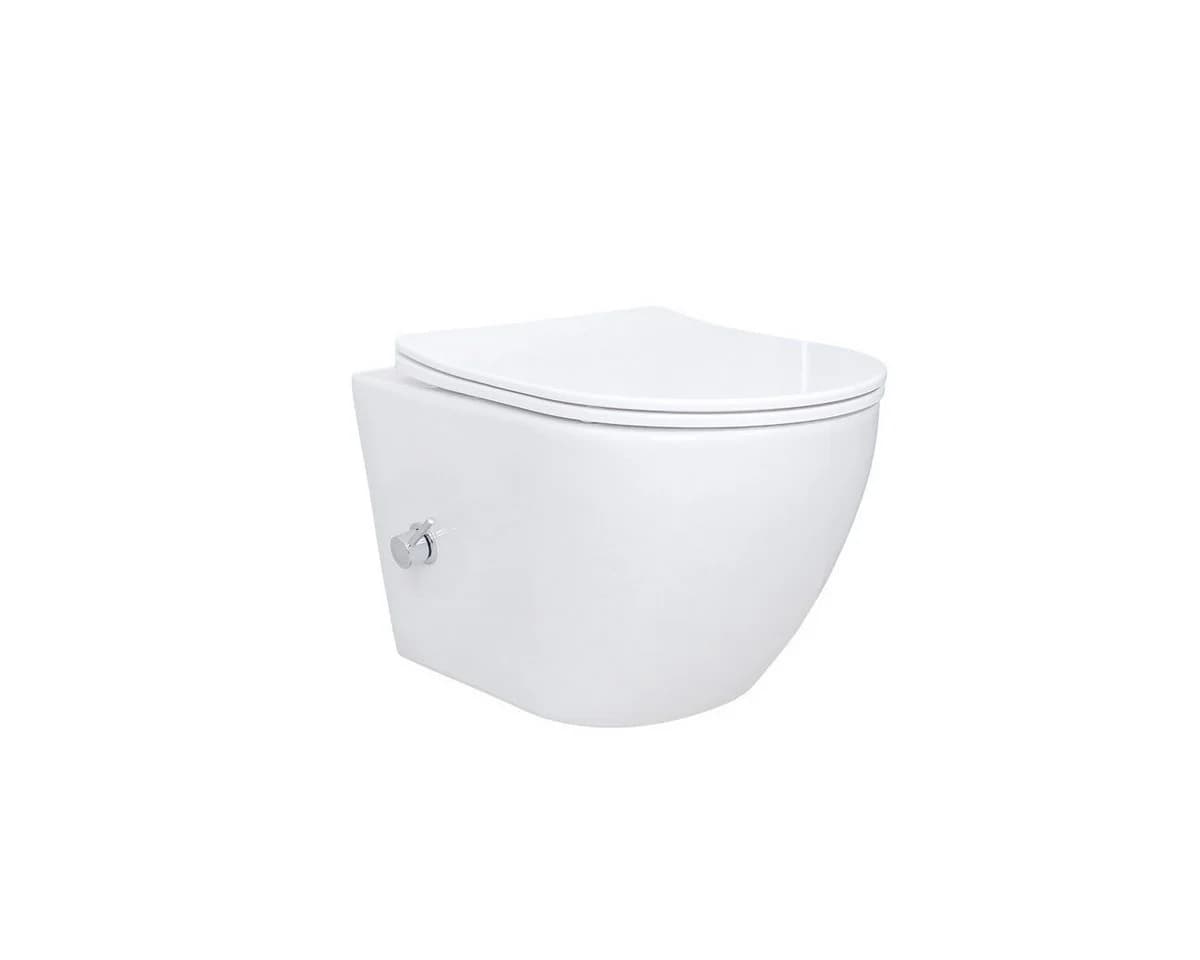 Aloni Tiefspül-WC mit Bidet-Funktion Weiß Spülrandlos Softclose - Bild 3