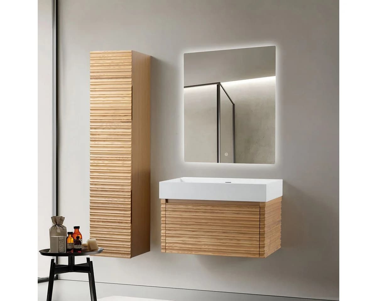 Belvit Aufsatzwaschbecken 80 cm Weiß Matt Mineralguss Modern - Bild 3
